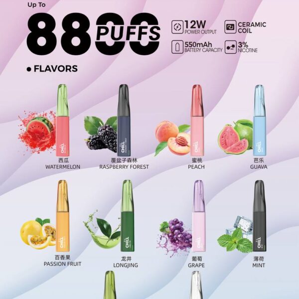 CHILL 拋棄式8800口｜8ml大容量｜買15送1-D